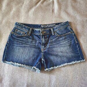 Gap Womens 6 / 28 Sexy Boyfriend Shorts Raw Hem Medium Wash Mid-Rise Distressed